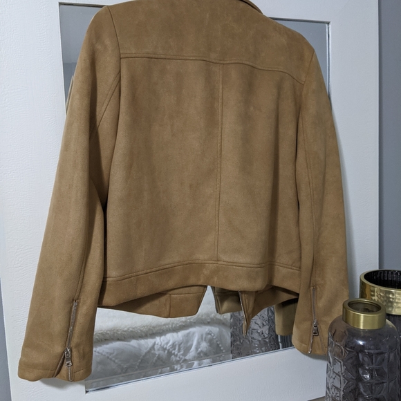 MOTO Jacket Faux Suede Camel - Picture 2 of 3